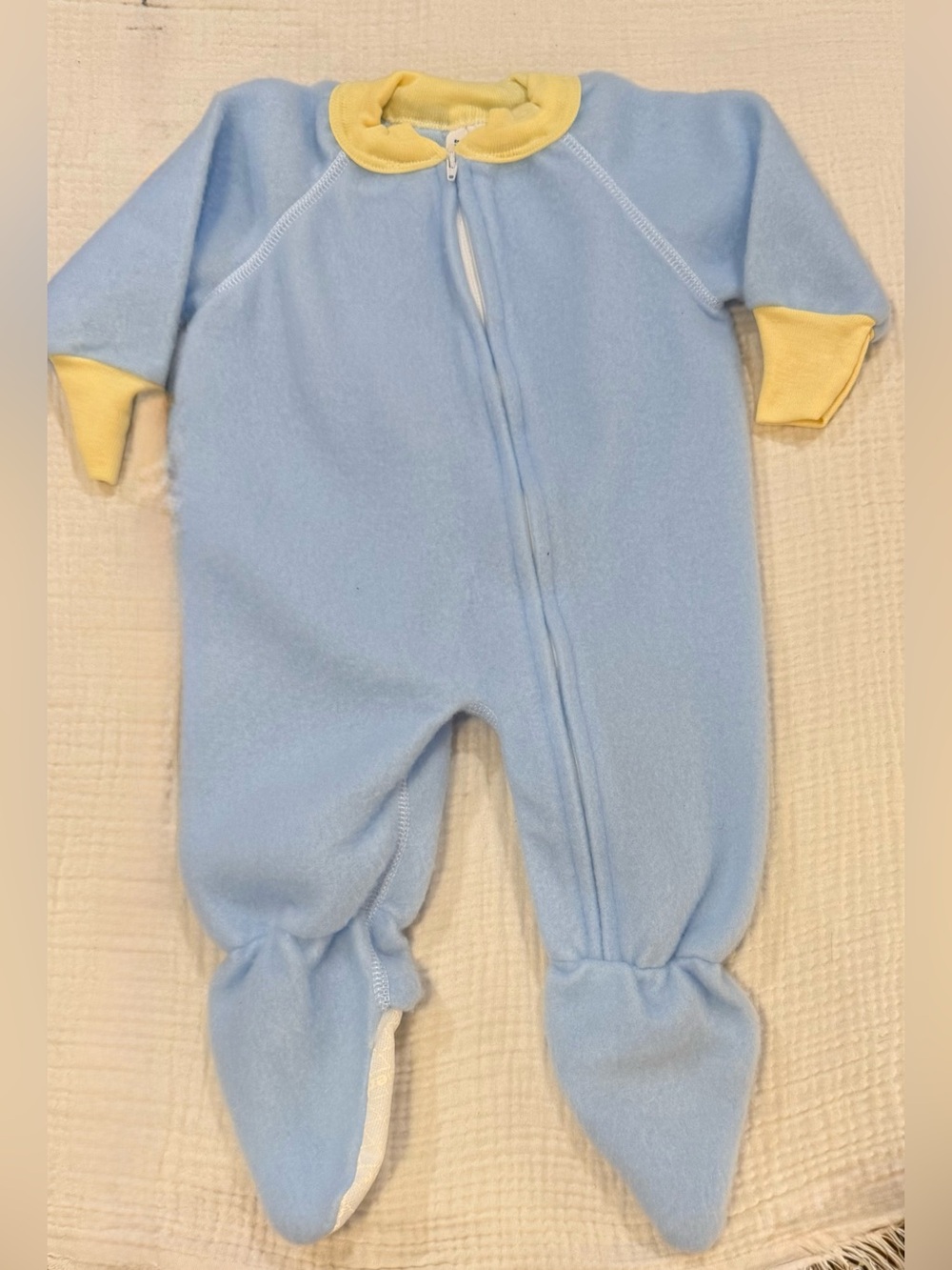 Gerber sleeper, blue w/yellow edging. 7-12 mos.